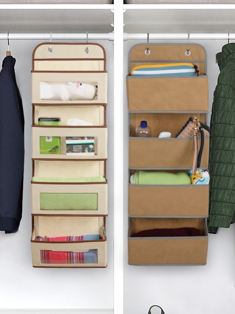 Artículos para el hogar simples, organizador de 4 bolsillos para colgar en la pared, armario, bolsa de almacenamiento sobre la puerta, organizador de juguetes, bolsa, colgador