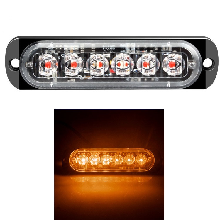 6LED 4LED luz de advertencia de coche luz de avería de parrilla coche camión remolque baliza lámpara LED luz lateral ámbar 12V - 24V: Negro / Rojo