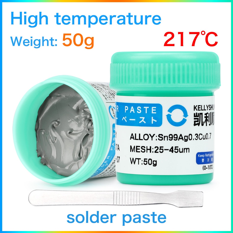 Pasta de soldadura de alta temperatura, fundente para pasta de soldadura BGA SMD PCB, sin plomo, protección del medio ambiente, 217 ℃