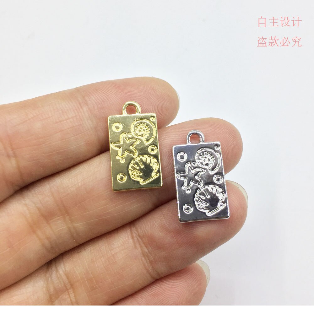 Eruifa 20 Pcs 10*16 Mm Clover Print Goud/Verzilverd Zinklegering Charms Hanger Sieraden Diy ketting 2 Kleuren