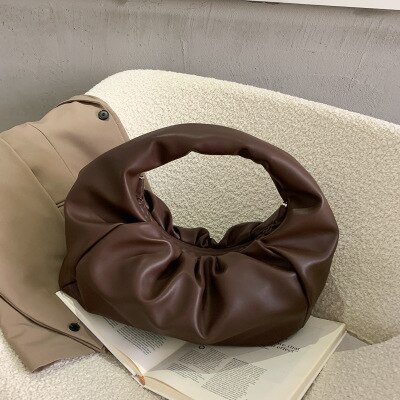 Bolso De hombro De lujo para mujer, bolsa De mano femenina con pliegues, a la , suave, Torebka,: brown