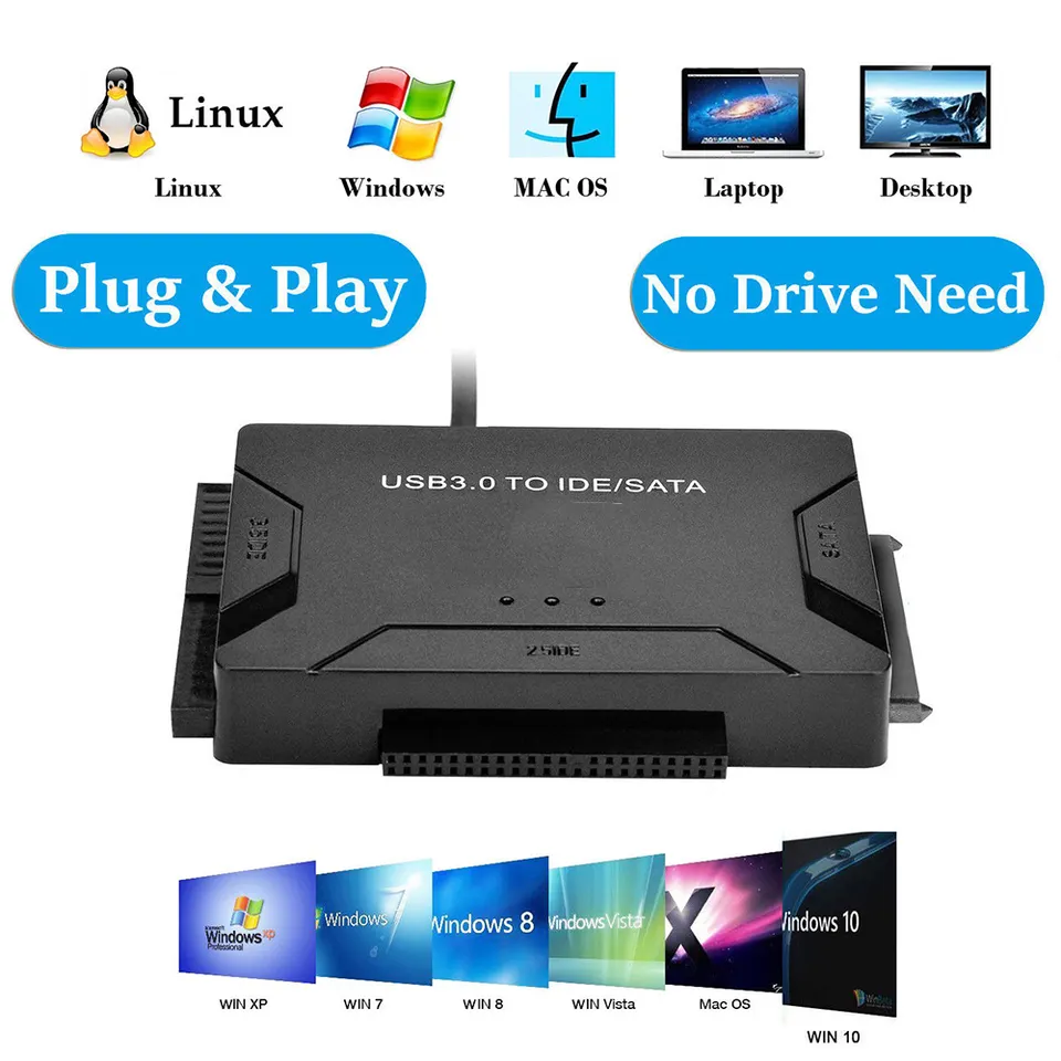 Adaptateur SATA IDE vers USB 3.0, convertisseur de câble pour disque dur SATA IDE HDD 2.5/3.5 pouces, Support 6 to pour ordinateur portable