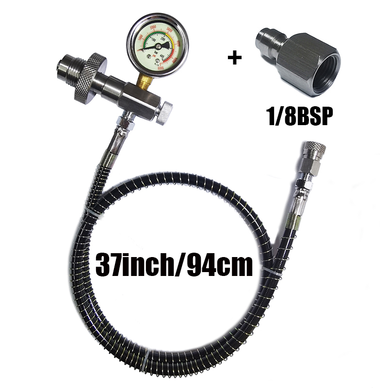 HPA Big Gas Tank To Small Cylinder Stainless Steel DIN G5/8 High Pressure Air Fill Station Refill Connector: Dark Grey