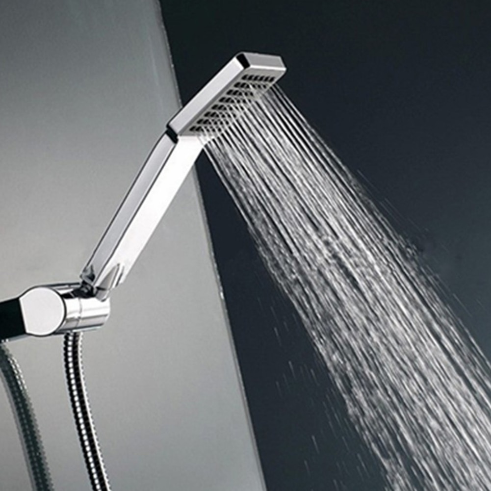 1Pc Universele Handheld Chrome Waterbesparende Druk Regenval Vierkante Nikkel Abs Douchekop Handdouche Voor Badkamer