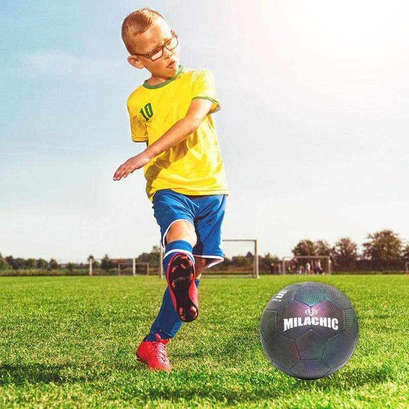 Balón de fútbol luminoso reflectante para niños, juego de adiestramiento al aire libre, luminiscente, inflable