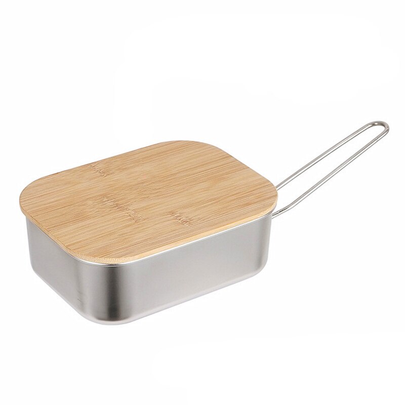 Portable Stainless Steel Lunch Bento Box Outdoor Camping Barbecue Picnic Cutting Board Lid Container