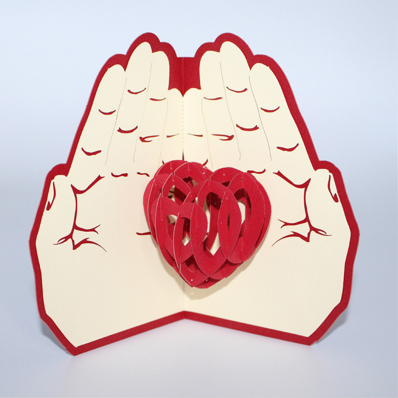 Brand salg 3d pop up kort festlig fødselsdag valentin jubilæum håndlavede lykønskningskort invitationer kærlighed