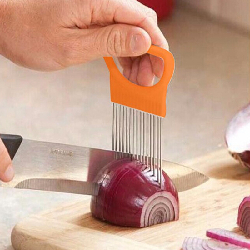 Kitchen Gadgets Onion Slicer Tomato Vegetables Safe Fork vegetables multifunctional stainless steel Slicing Cutting Tools