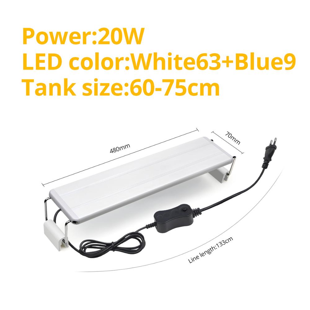 EU plug LED Aquarium Verlichting 18/28/38/48/58 CM Fish Tank Lamp Extensible Clip op LED Licht voor aquarium aquarium Decor verlichting: 48CM