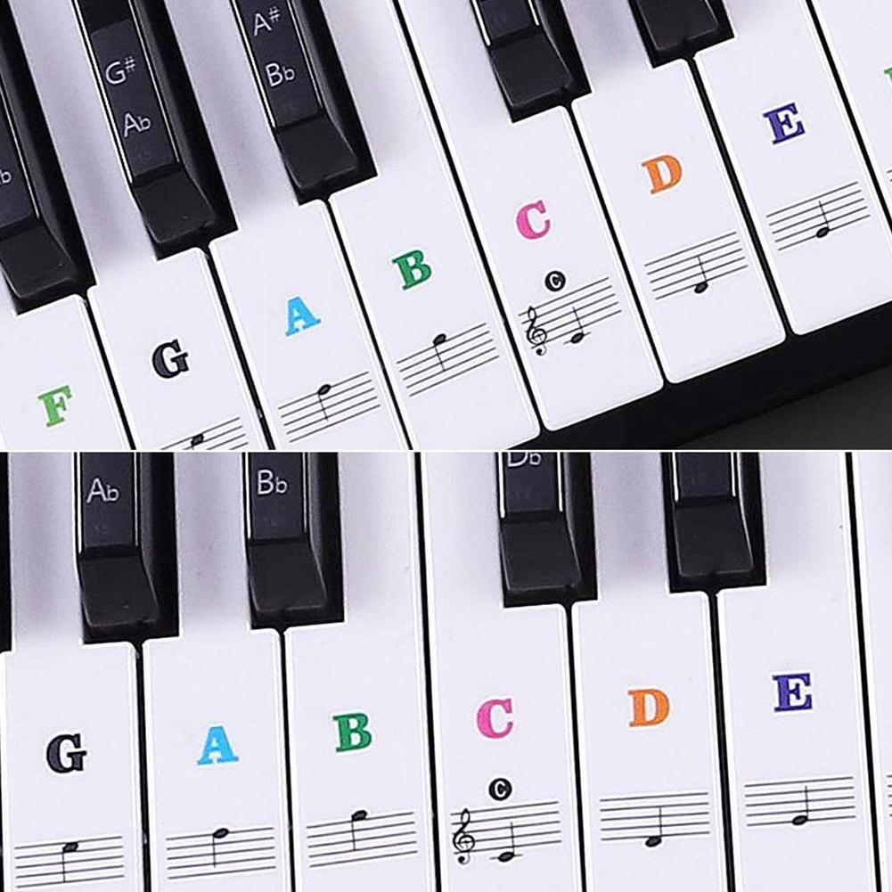 88/61/54/49 Key Color Piano Letter Notes Stickers Keyboard Note Sticker Piano Key Stickers Electronic Stave I2N3