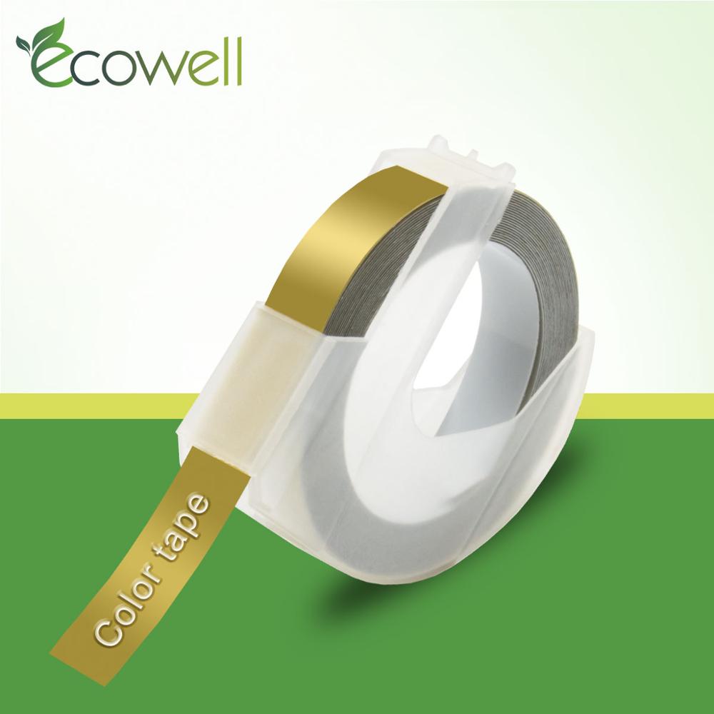 Ecowell sort farve 3d prægede pvc tape til dymo 1540,1610,1880, 154000, 814580,s0717900, s0717910,s0717930 etiketmaskiner 1 stk.: Guld