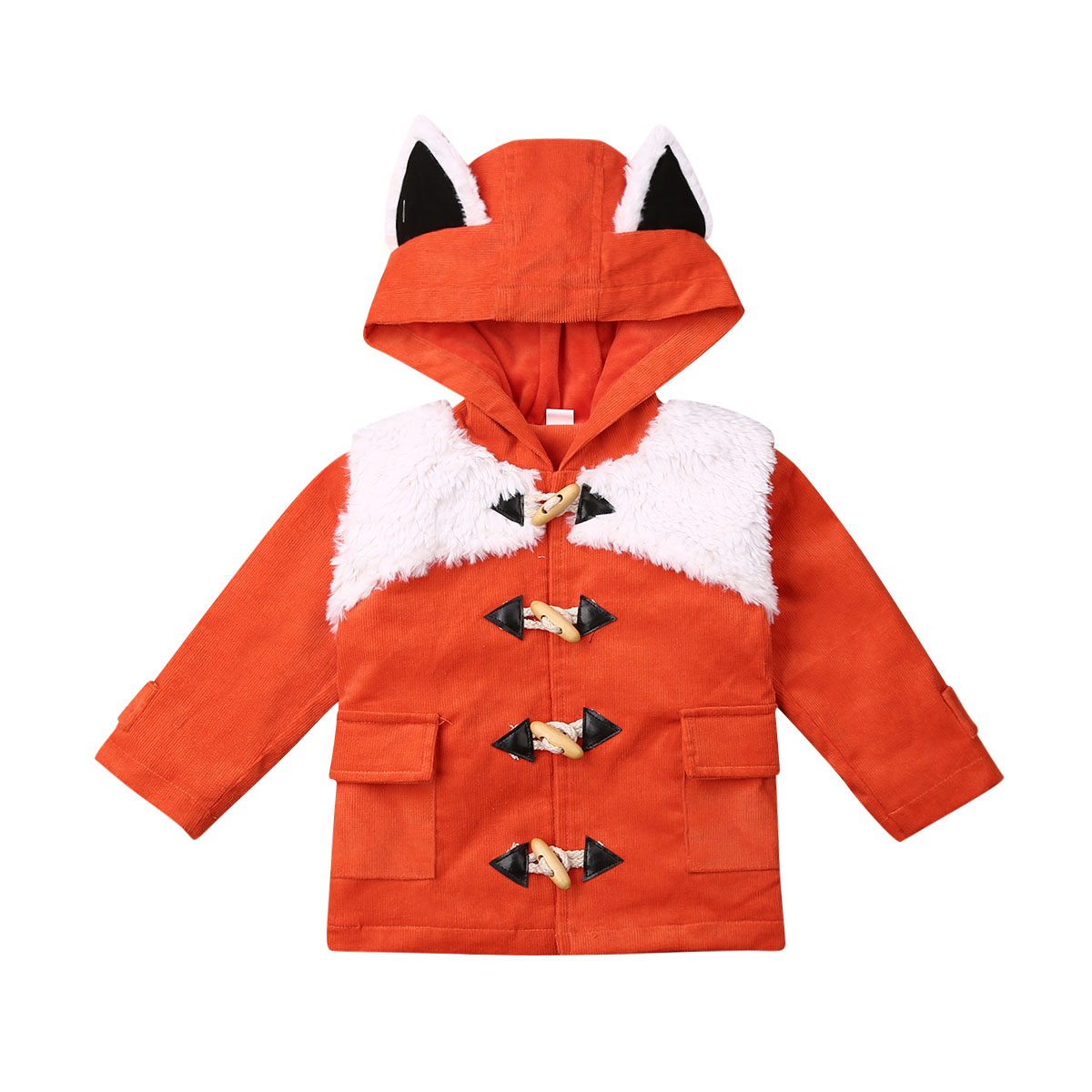 Criança meninas menino 1 t-6 t inverno quente com capuz botão casaco outerwear roupas: 4 T