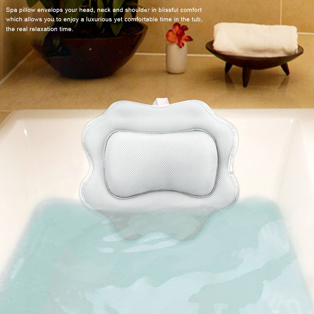 Avec crochet tête cou 5D Air maille bain oreiller universel antidérapant épaule Support baignoire coussin forme de tournesol lavable en Machine