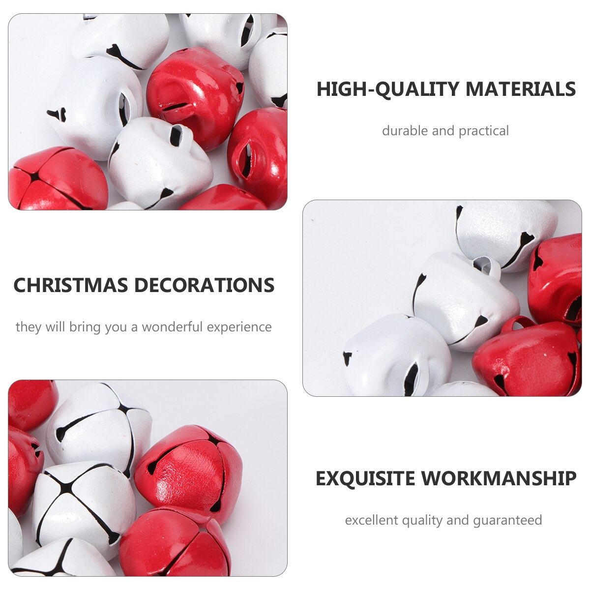 72 Pcs Christmas Bells Small DIY Bell Decorative Bells Bell (Red White)