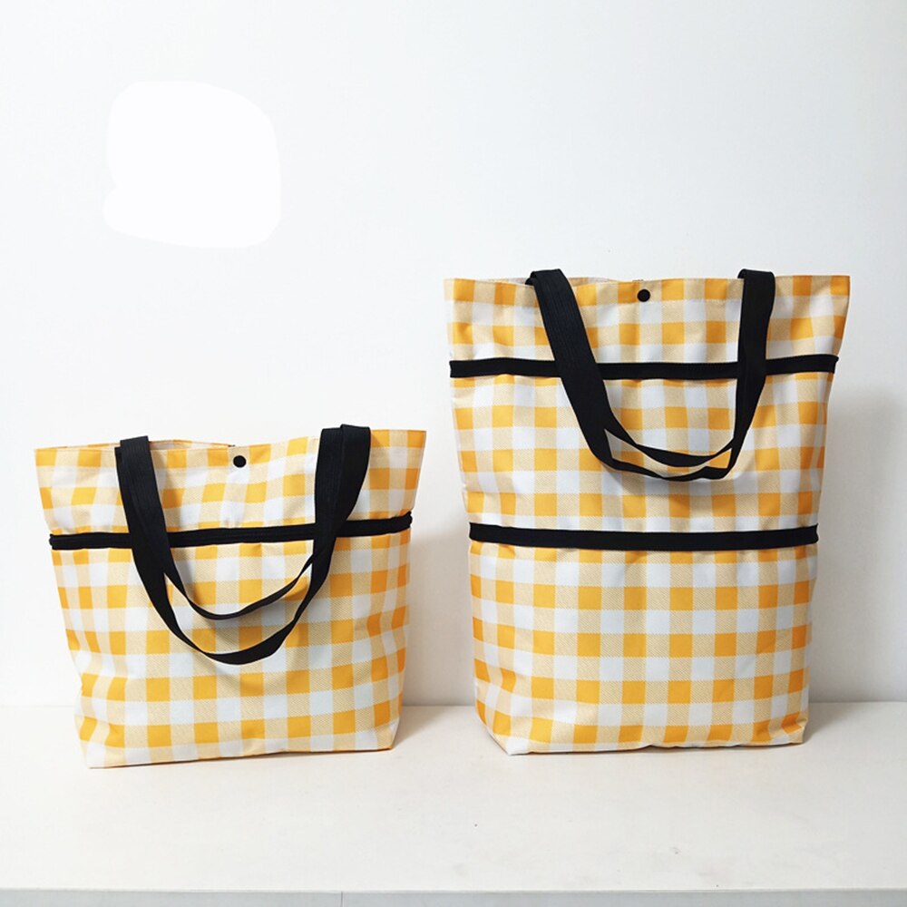 Foldable Shopping Pull Cart Trolley With Wheels Shopping Bags Reusable Grocery Food Vegetables Eco Large Waterproof Storage Bag: Style 1 Yellow