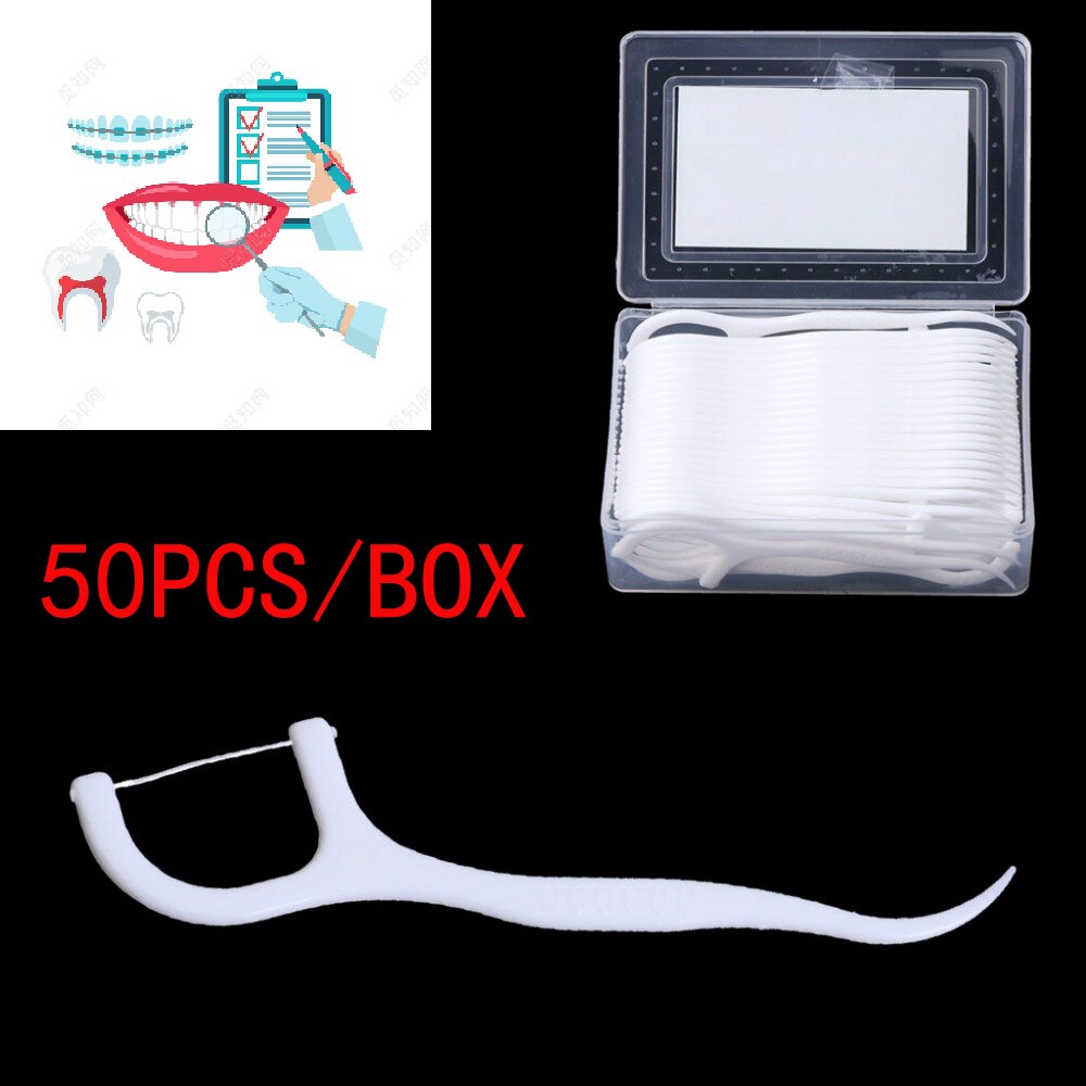 50pcs Dental Floss L Shape Teeth Whitning Elasticity Floss Interdental Brush Teeth Stick Tooth Thread Clean Oral Care Tools