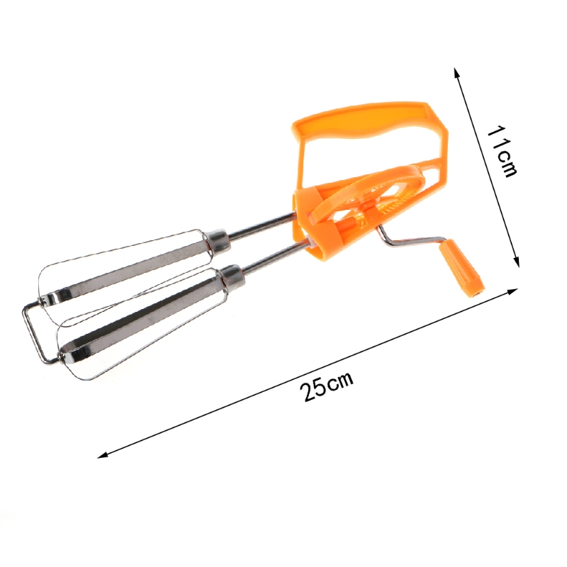 Rotary Hand Whisk Egg Beater Mixer Stainless Steel Manual Shaker Kitchen Blender 19QE