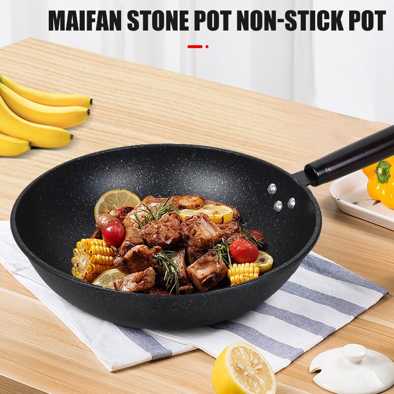 Pan Met Deksel Non-stick Graniet Kleine Koekenpan Wok Multifunctionele Te Reinigen Voor Keuken JS22