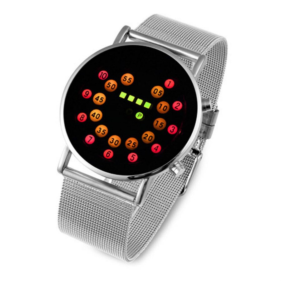Sports Roll Ball Analog Display Men Watches LED Watch Silver Alloy Clock Timer Men Women Boy Wristwatches