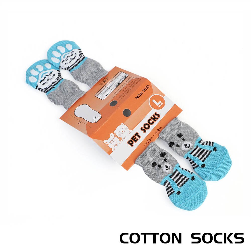 Winter 4pcs/set Puppy Kitten Socks Cute Non-Slip Dogs Cats Socks Indoor Warm Pet Shoes for Chihuahua Small Dog Accessories Stuff