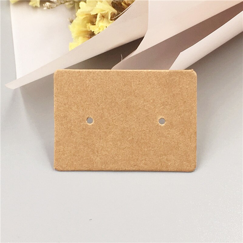 100 sztuk 2.5x3.5cm kolczyk karty opakowania stojak do kolczyków posiadacz karty karton papier typu Kraft tagi dla DIY biżuteria wyświetlacz: Kraft