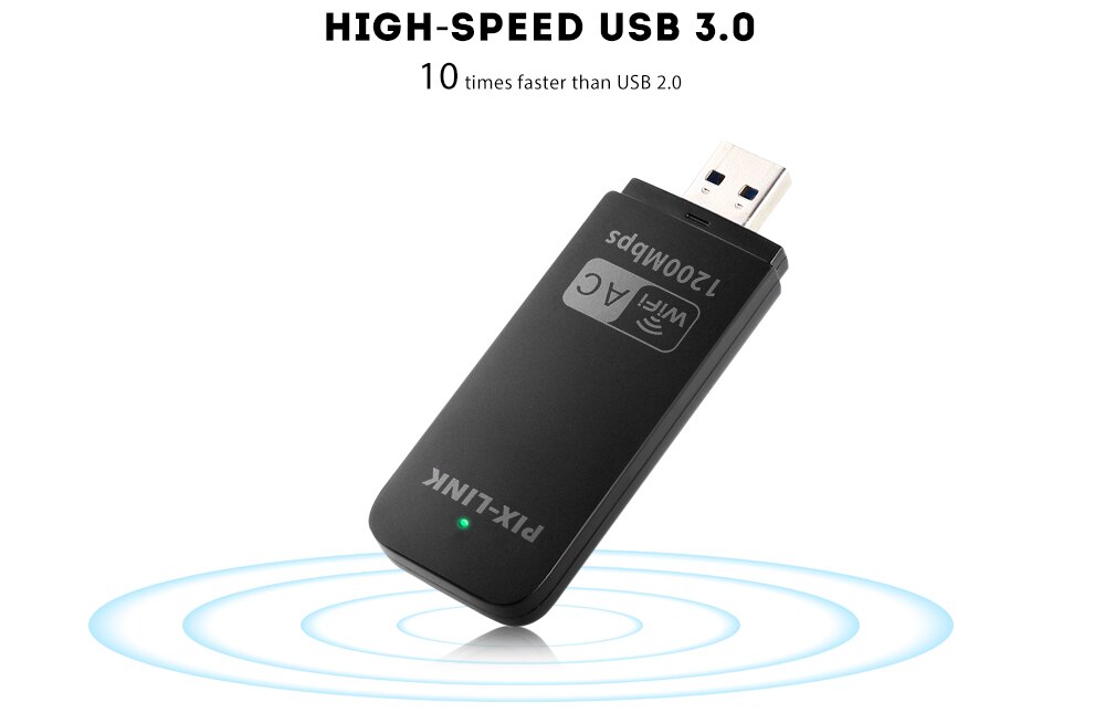 Tragbarer drahtloser usb- 3.0- netzwerkkartenadapter 1200m 2.4 / 5 ghz-dualband-wlan-router, unterstützt client- und ap-betriebsmodi: Schwarz