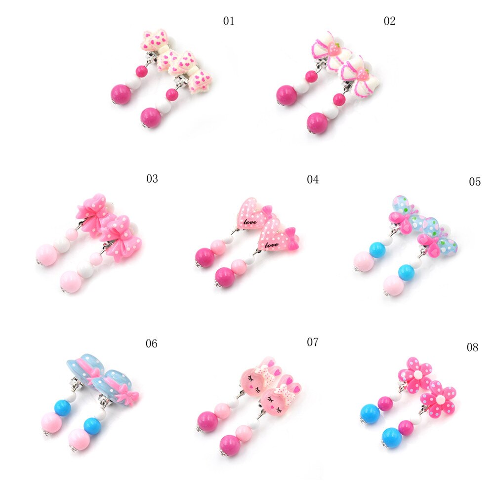 1Pair Stili Misti Lot Ovely Bambini Del Fumetto Dei Monili Del Bambino Della Ragazza Degli Orecchini Bambini Ear Clip On Trafitto Lega Indolore Orecchini