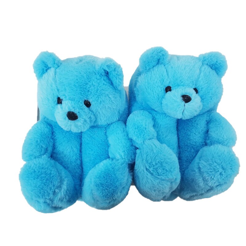 Pantoufles ours en peluche pour femmes et enfants, directe: blue / Children size
