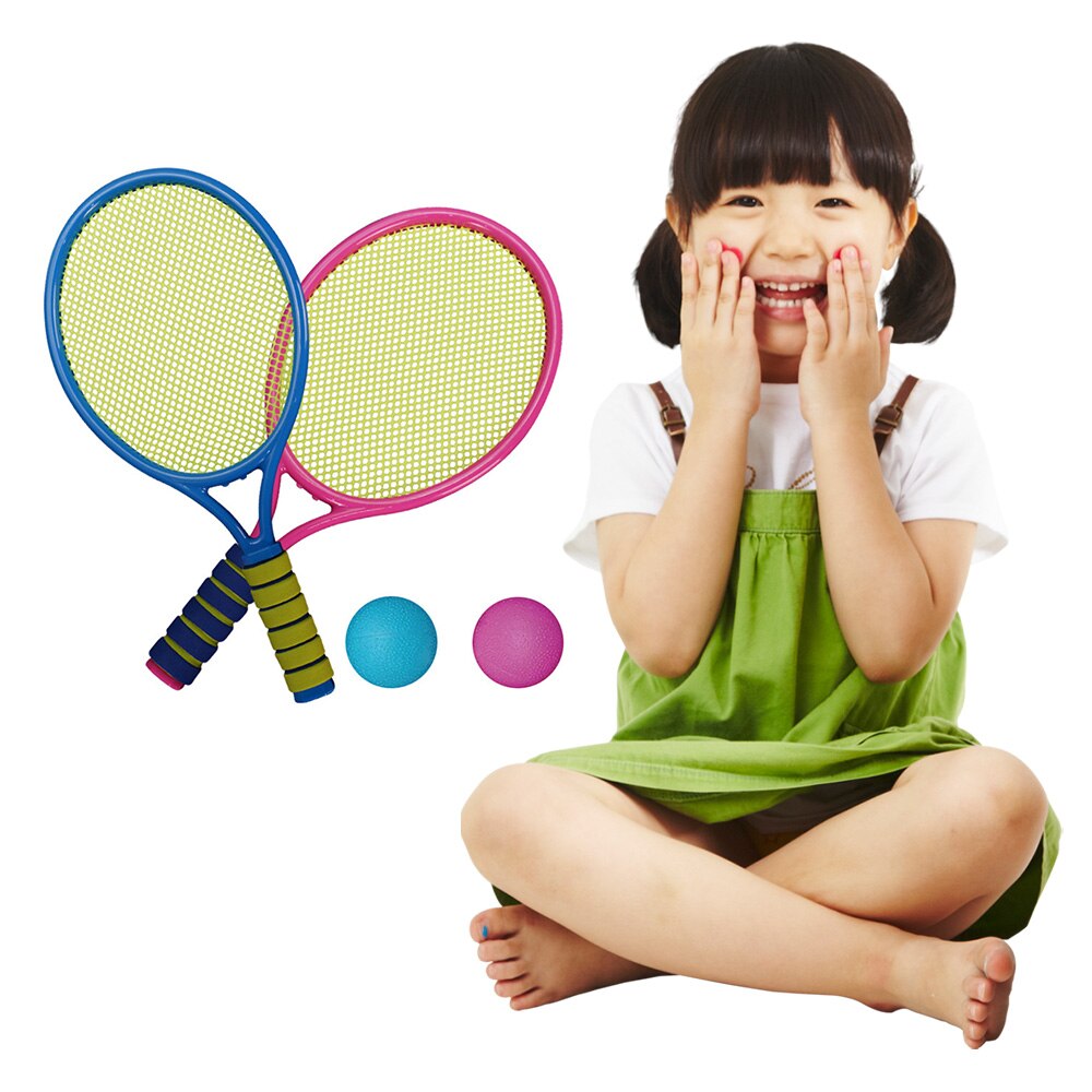 Kids Tennis Racket Play Set 2 Matching Balls Outdoor Exercise Children's Fitness Equipment