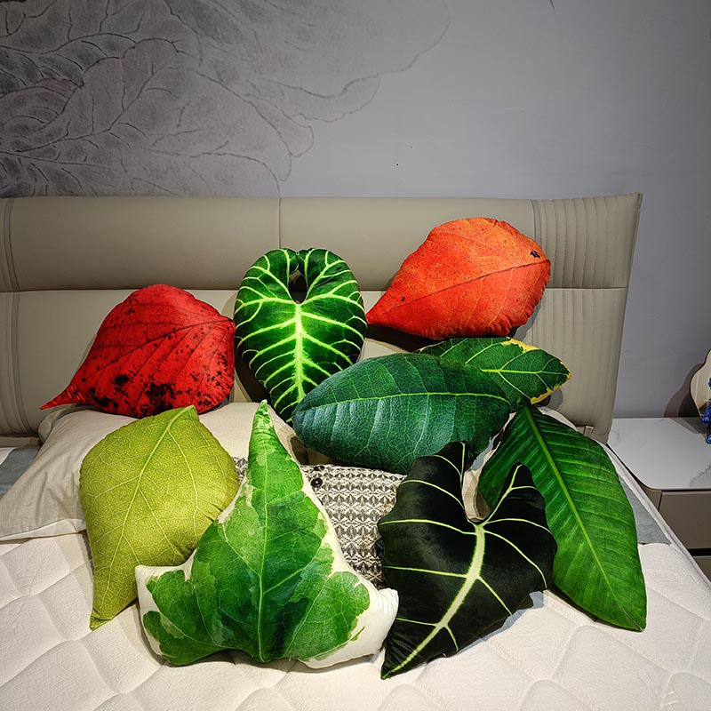 Grünes Blatt-Plüschkissen, simuliertes weiches Pflanzenkissen, Monstera-Ahorn-Plüschtier, Peluche, Sofa, Stuhl, Bett, Dekoration,
