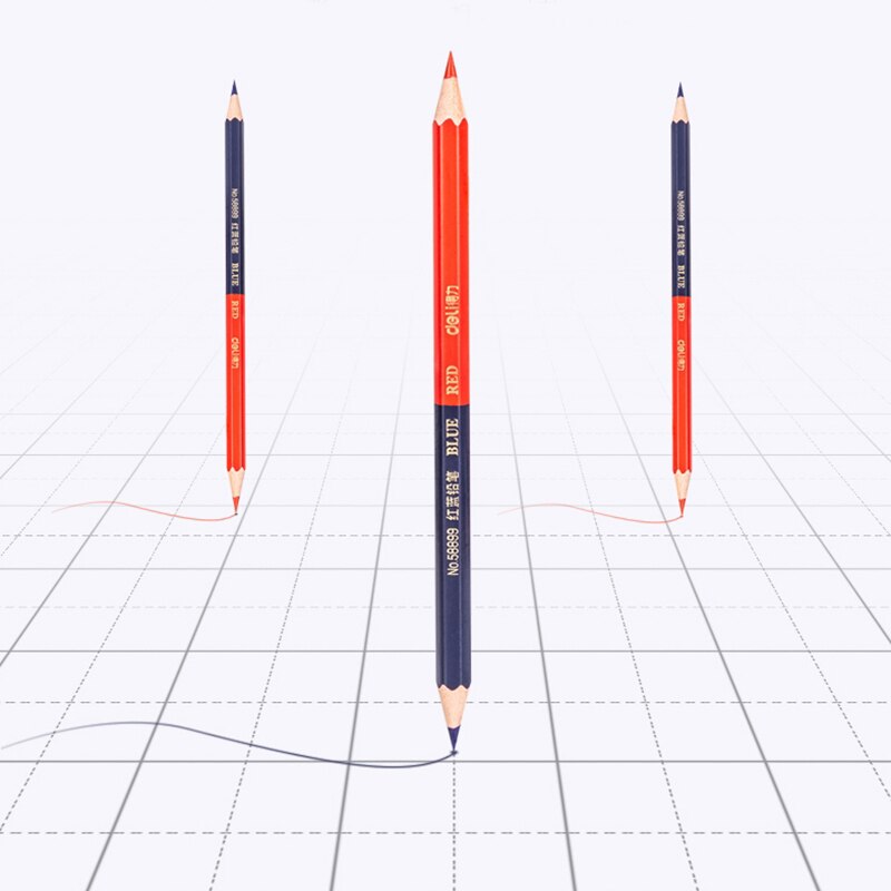 Skrivepapir 12 stk rød og blå dobbelthode blyant hb myk bly trefarget blyant til håndbyggere snekkere verktøymerke