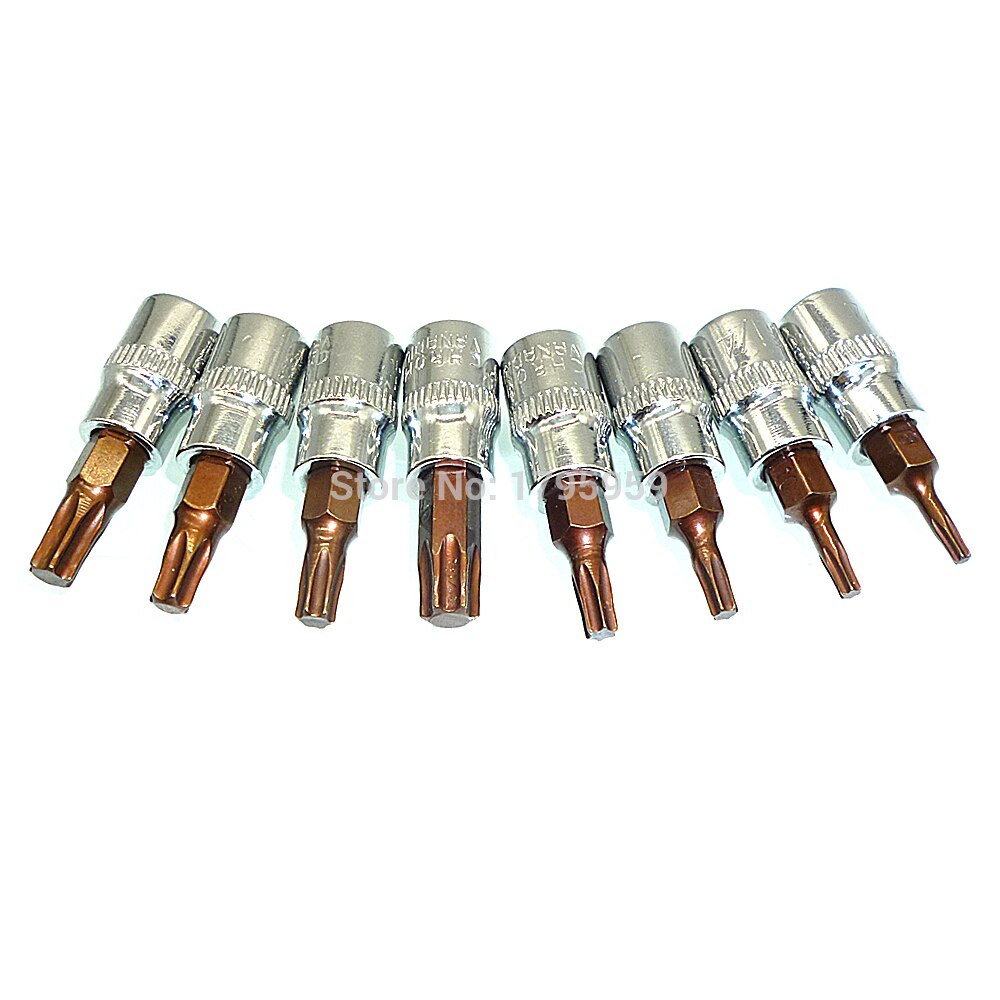 Jeu de tournevis à douille Torx 8 pièces 1/4 "tournevis à Impact carré T8 T10 T15 T20 T25 T27 T30 T40 clé Torx clé à douille outils