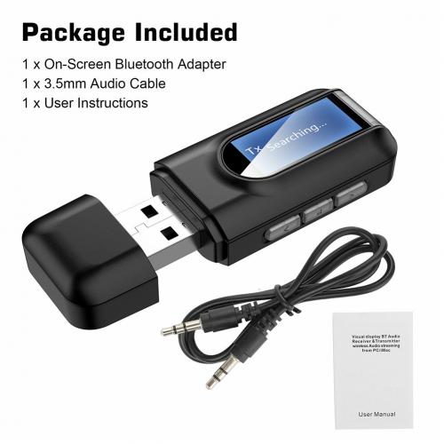 2 in 1 Bluetooth 5.0 Wireless LCD Display Audio Adapter Transmitter Receiver: Default Title
