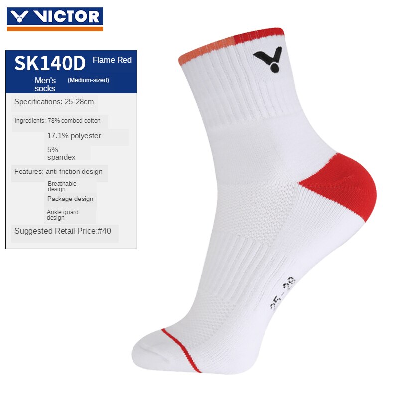 3 paires de chaussettes Victor Badminton chaussettes hommes sport chaussette coton moyen Tennis sportsépaissi serviette bas SK 112 K/F/D: SK140D