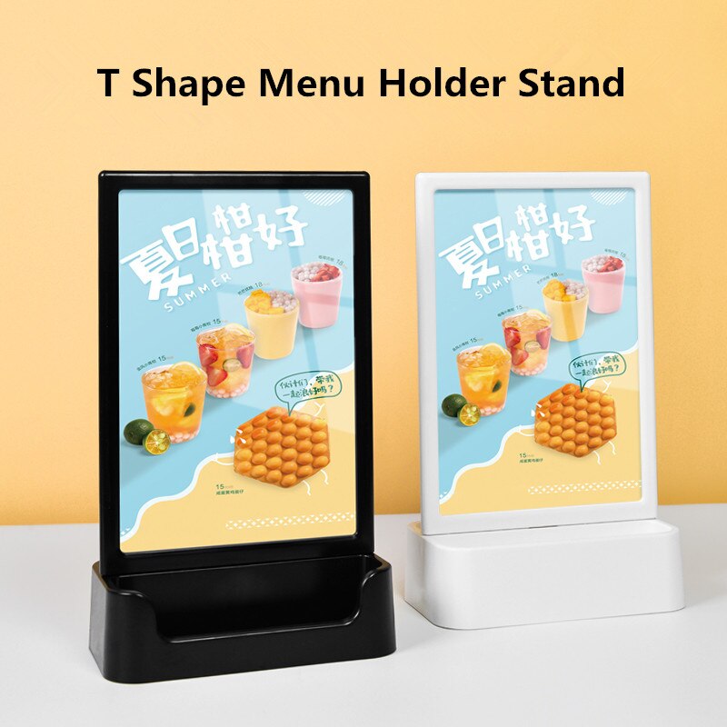 A4 T Shape Table Top Sign Holder 8.5 x 11 Display Stand Restaurants Menu Paper Card Holder Ad Frame