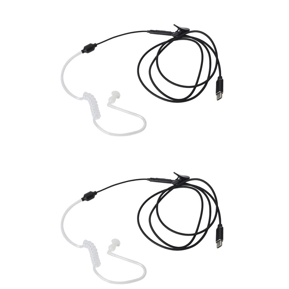 2Pcs Hys Usb Type C Oortelefoon In Ear Acoustic Air Tube Security Headset Met Microfoon Voor Xiaomi Huawei