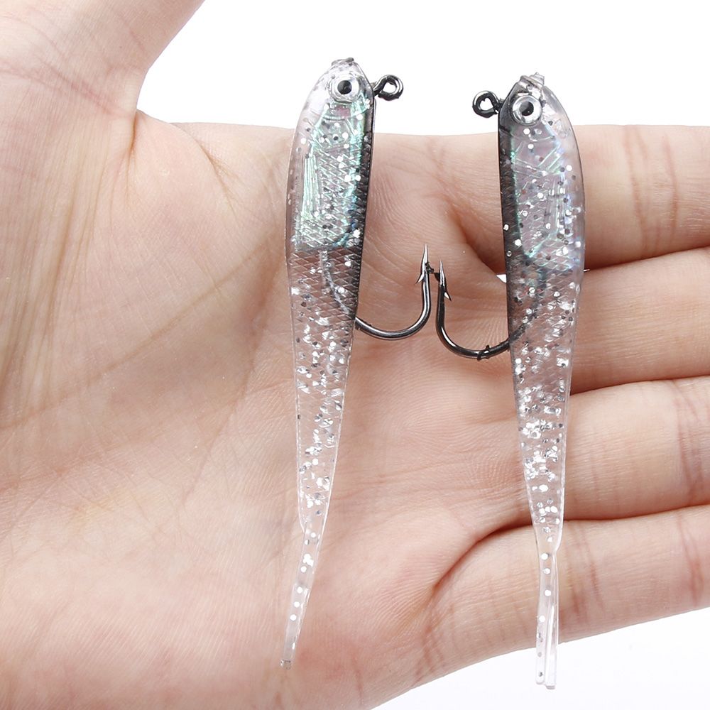 2 uds 70mm suave de silicona de pesca Señuelos de Pesca cebos Minnow señuelos aparejo con cebo con cigüeñal