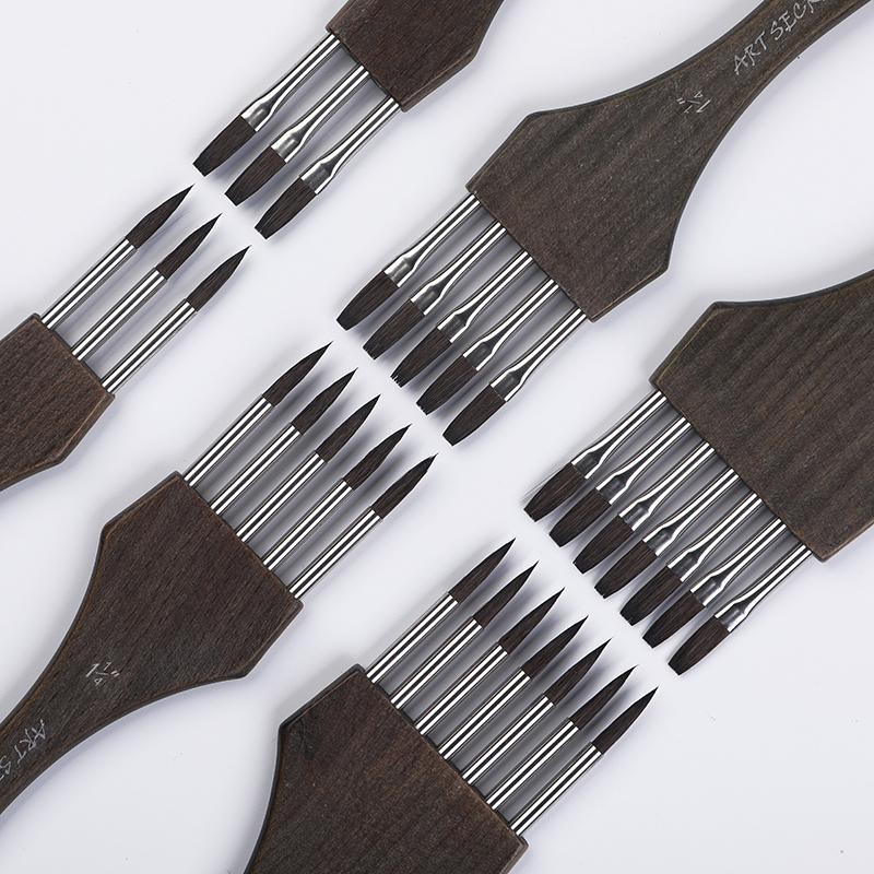 Pincel de pintura acrílica de acuarela con peine multidiente ArtSecret # 2035 Crin Mix Pelo de nailon Mango de madera Arte Papelería