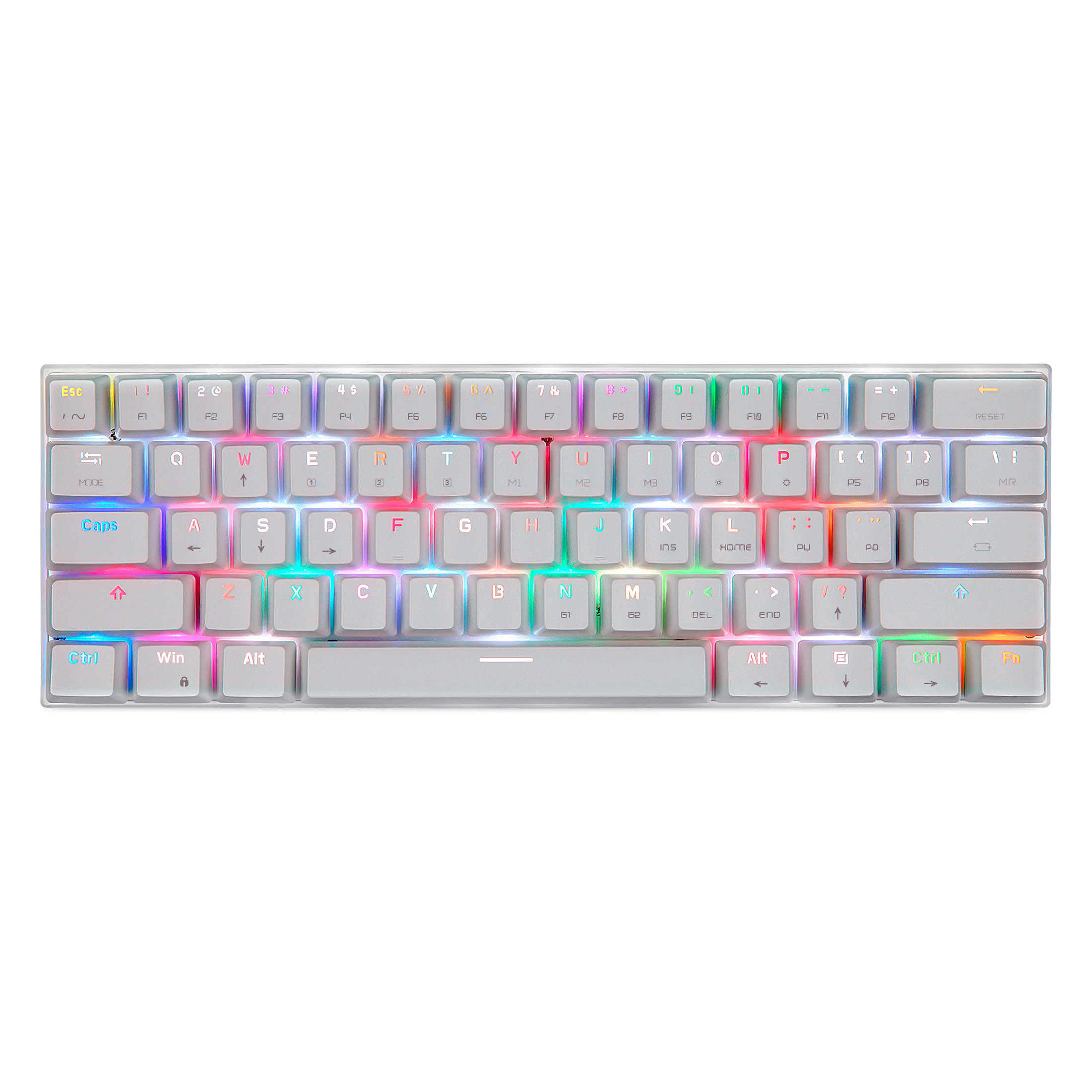 MOTOSPEED CK62 Keyboard Wireless Keyboard Bluetooth / USB Dual Mode Mechanical Keyboard 61Keys RGB LED Backlight Gaming Keyboard: White / Red Switch