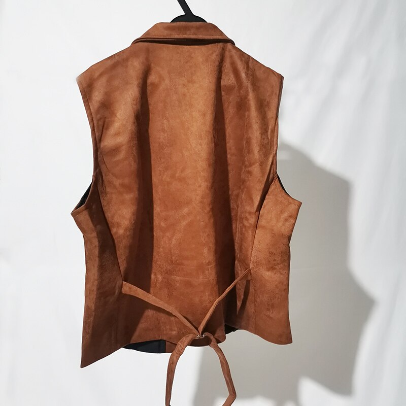 Waistcoat Men Vest Casual Faux leather leather Slim vest lapel classical Vintage gilet European style male