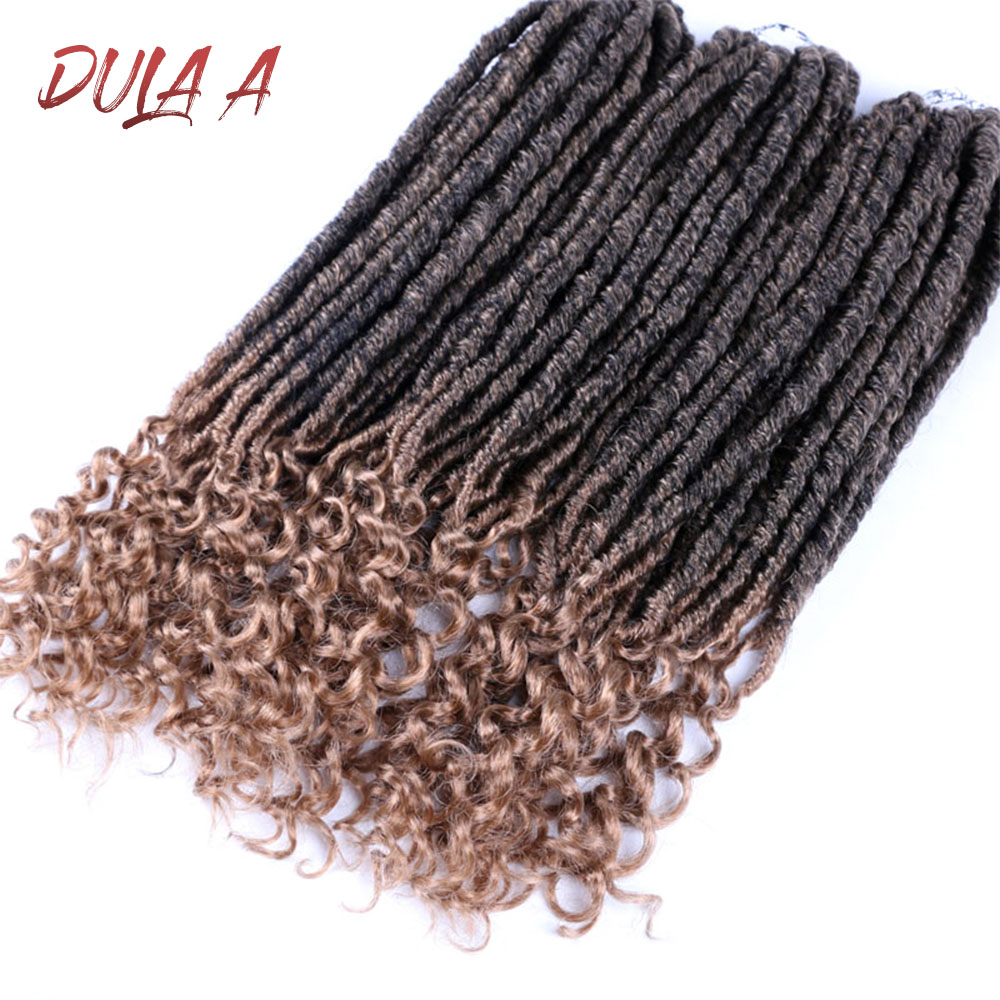 Dula A Bohemian Crochet Braids Faux Locs Curly Crochet Hair 18inch 24 Strands Ombre Braiding Extensions Synthetic Hair