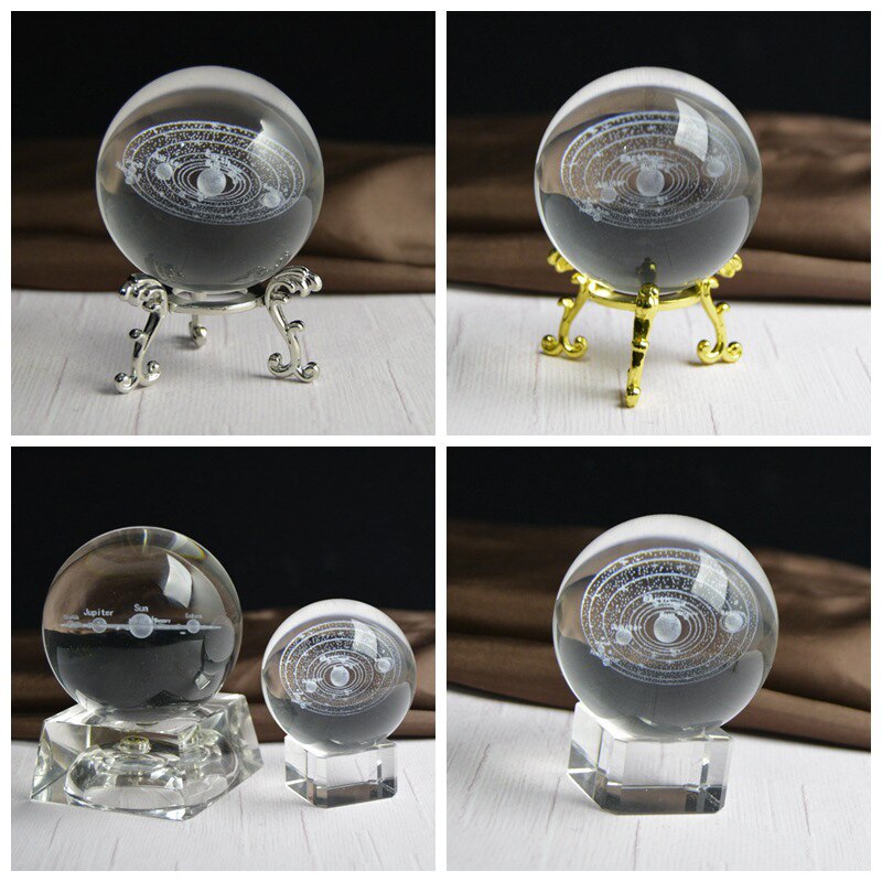 3D Solar System Miniature Crystal Ball Engraved Planets Model Home Decor BJStore