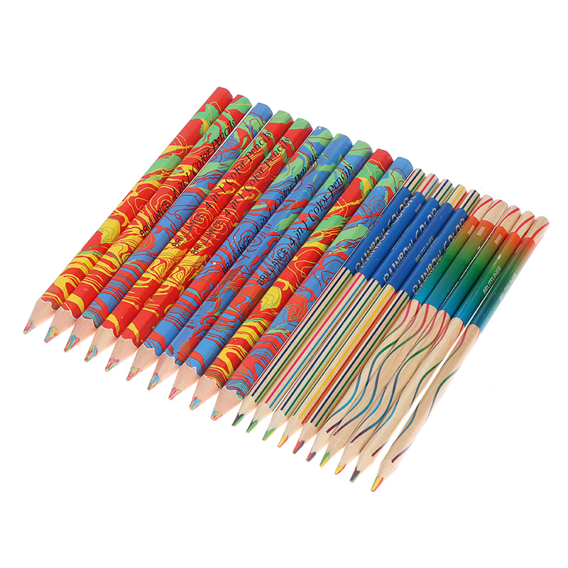 10Pcs Regenboog Potloden Kleurrijke School Schrijven Briefpapier Tekening Painting Potlood Kunst Levert Houten Schilderij Materiaal
