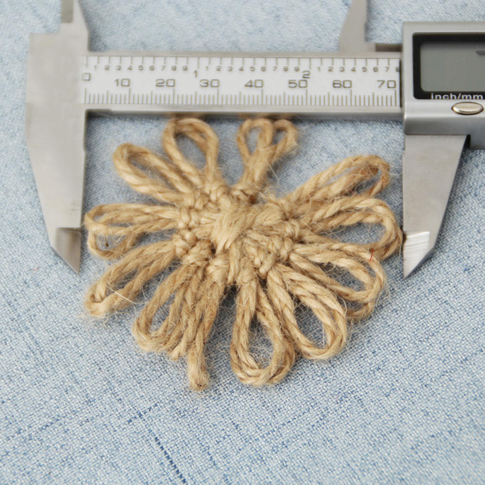 9 piezas hechas a mano de yute arpillera flor DIY Ropa Accesorios Vintage boda suministros flor decoración