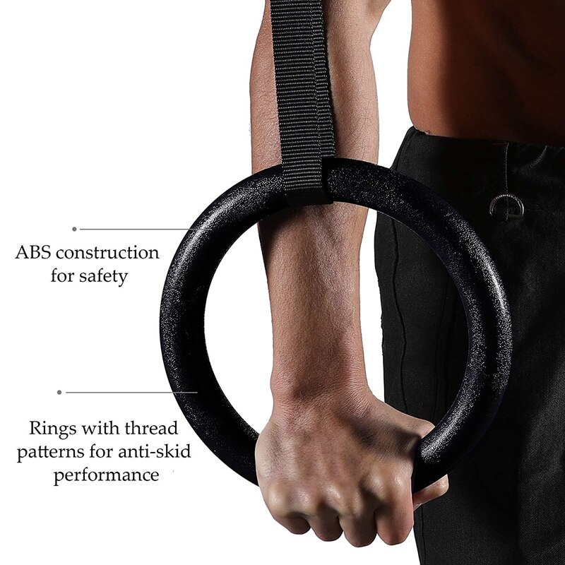 Gymnastic Rings Pull-Up Fitness Gym Rings with Adjustable Straps for Strength Training Workout