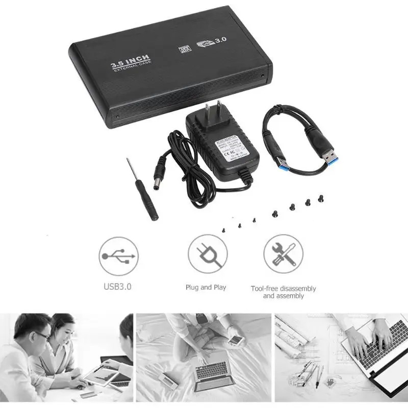 3,5 Zoll USB 3.0 SATA Externe Festplatte Festplattengehäuse Gehäuse Typ-C Externe Aufbewahrungsbox Unterstützung Festplatte