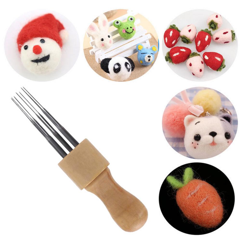 Felt Kit Efficient Convenient Wool Needle Felting Set with Solid Wood Handle Stitch Punch Craft Tool Hobby