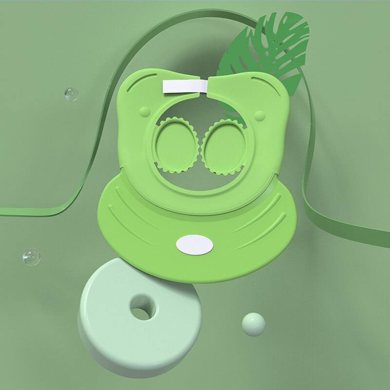 7 Colors Infant Shower Cap Visor Protective Shower Products Cap Wide Brim Ear Cover Adjustable Bath Time Safety Hat: Fluorescent Green