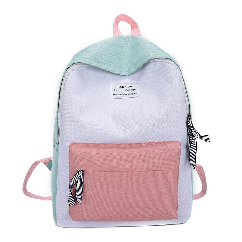 Dames canvas rugzak tiener schattige haarbal lint studenten schooltas meisjes grote capaciteit schouder reistas  b82: B159- groene
