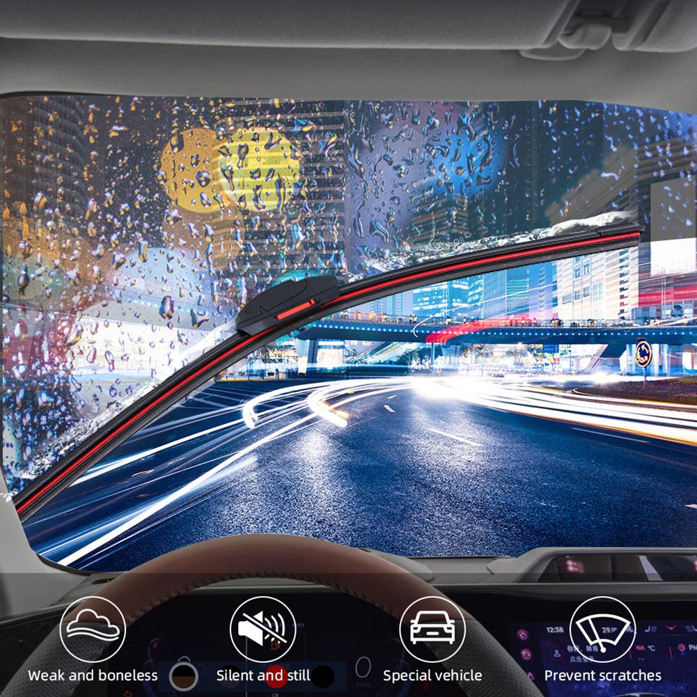 Auto-Scheibenwischerblätter, universelle wasserabweisende Wischerblätter, weiche, doppellagige Gummi-Rahmenlose, halterungsfreie Autowischer